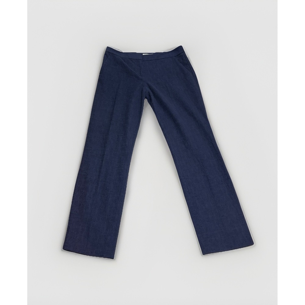 Diane von Furstenburg Navy Blue Cropped Dress Pants Textured Women's 6 Trousers